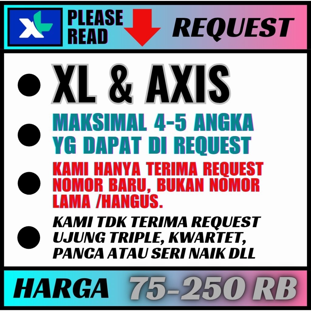 Request Nomor Cantik XL Kartu perdana Axiata MURAH
