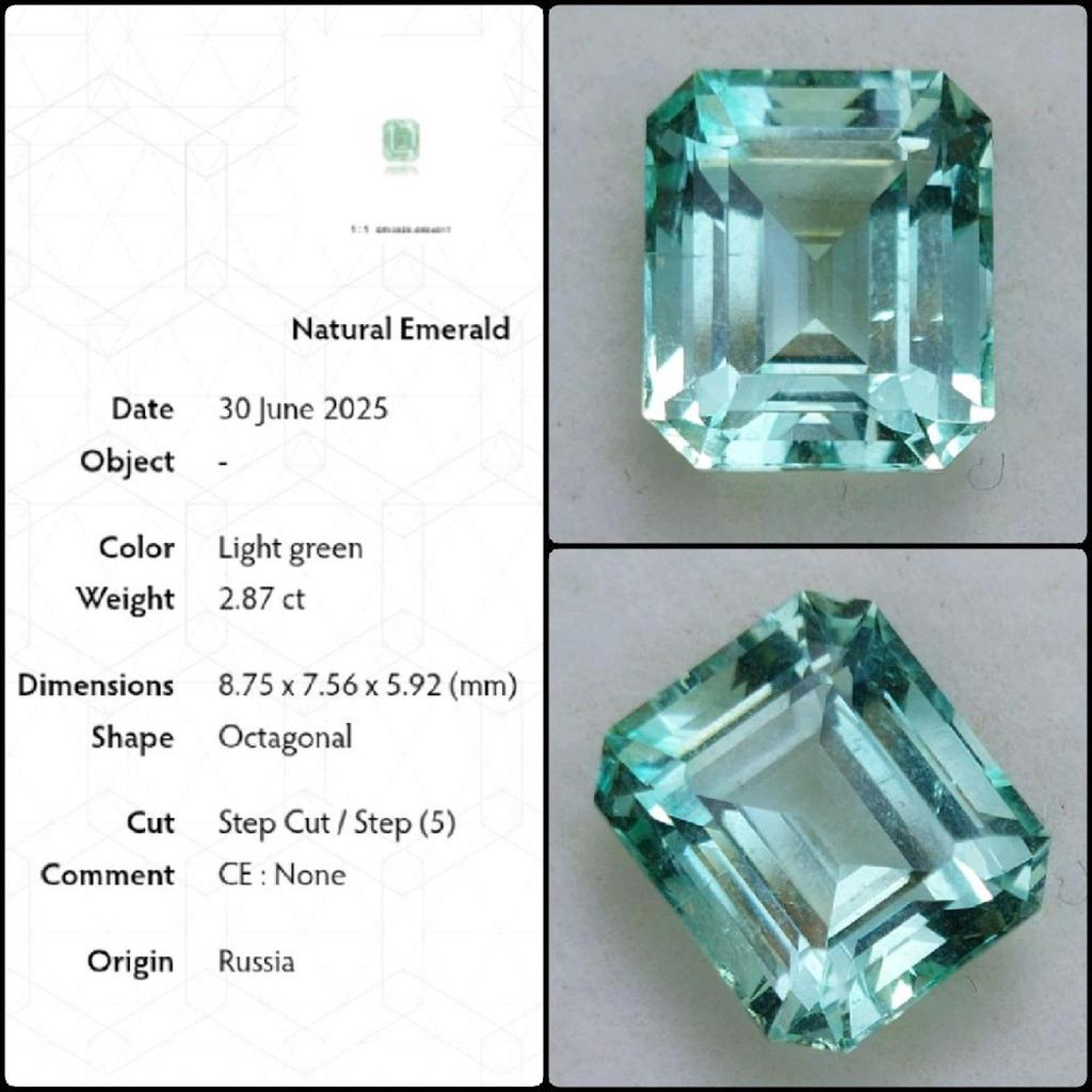 Russian Emerald Beryl Natural No Oil NTE Russia Crystal Clean Rare Gems Batu Permata Zamrud Langka
