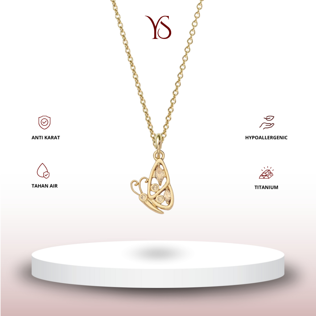 Butterfly Semicolon Necklace KALUNG Titanium Anti Karat | Your Soul Jewelry