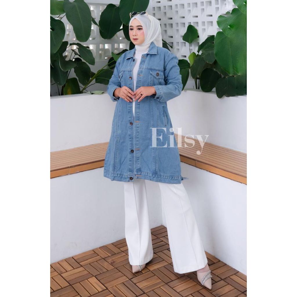 jaket hijab denim jaket tunik perempuan tunik jeans