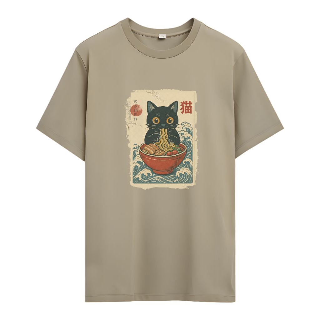 Greendome-T-Shirt-RamenCat-Ukiyo-e-Beige-M