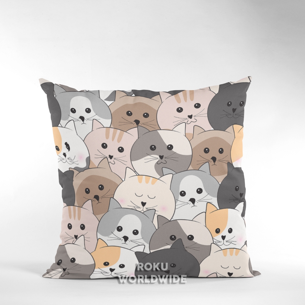 Roku Worldwide Bantal Sofa Aesthetic Karakter Kucing Hewan Binatang Dekorasi Hiasan Kamar HY567