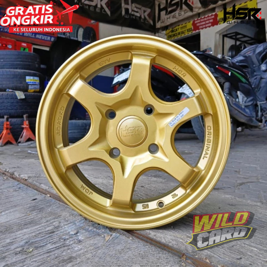 Velg Mobil Murah Ring 14 Untuk Mobil Avanza, Xenia dll Pelek Hsr STY R14 Lebar 5,5 Warna Gold