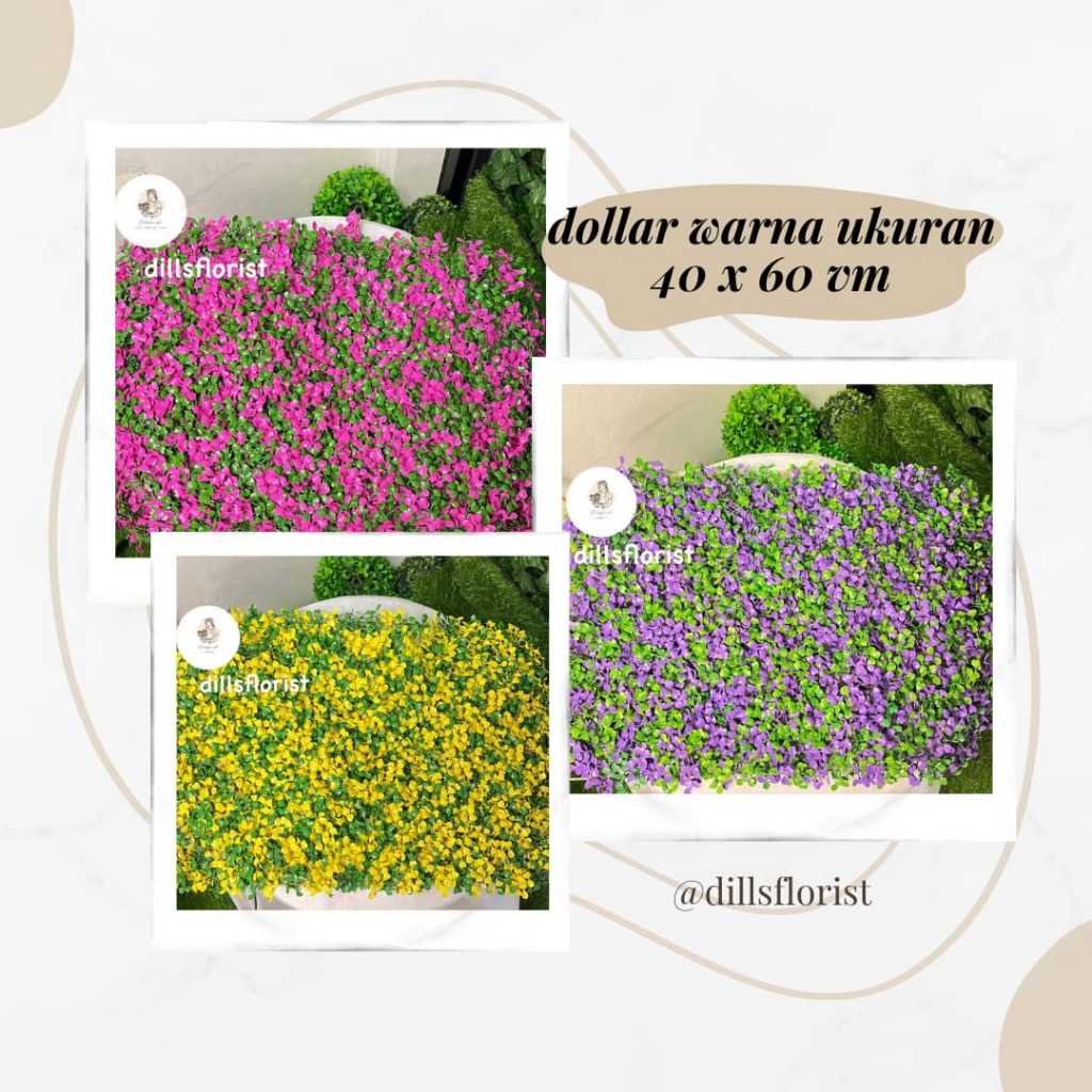 Rumput dolar warna bunga plastik bunga hias ukuran 40 x 60 cm artificial - Rumput Dinding - Rumput p