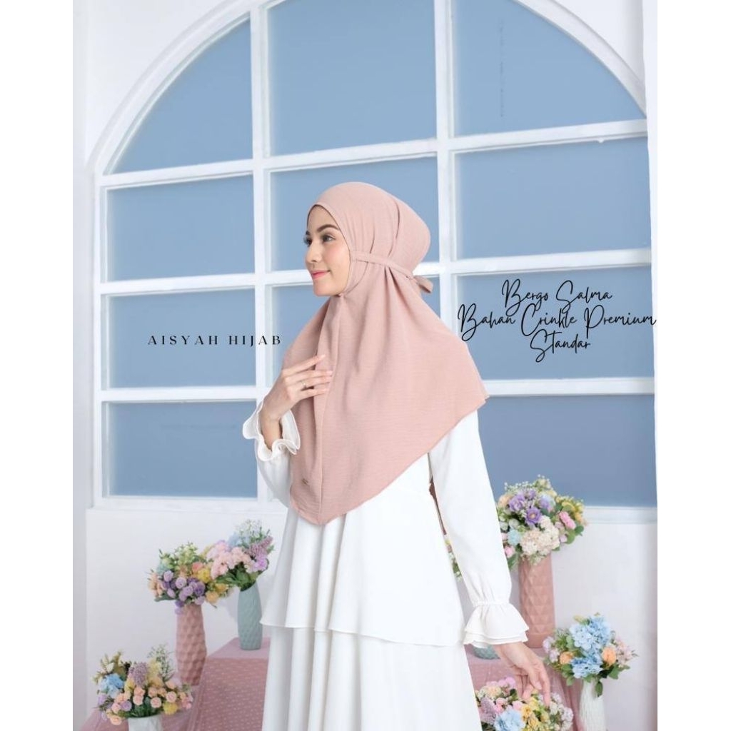 [Grosir Hijab10pcs] Hijab Bergo Salma by Aisyah Jilbab Bergo Tali Jilbab Crinkle Premium Jilbab Prem