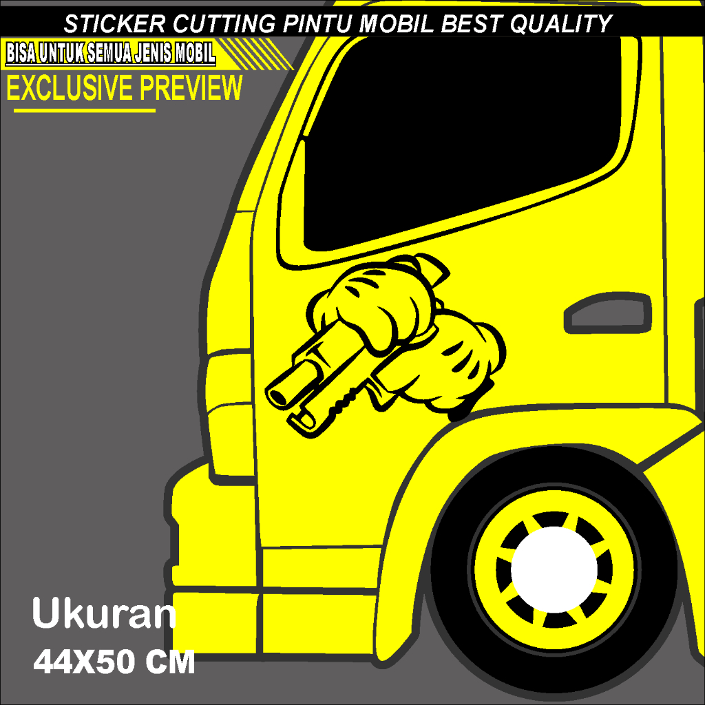 STICKER CUTTING PINTU MOBIL GAMBAR PISTOL