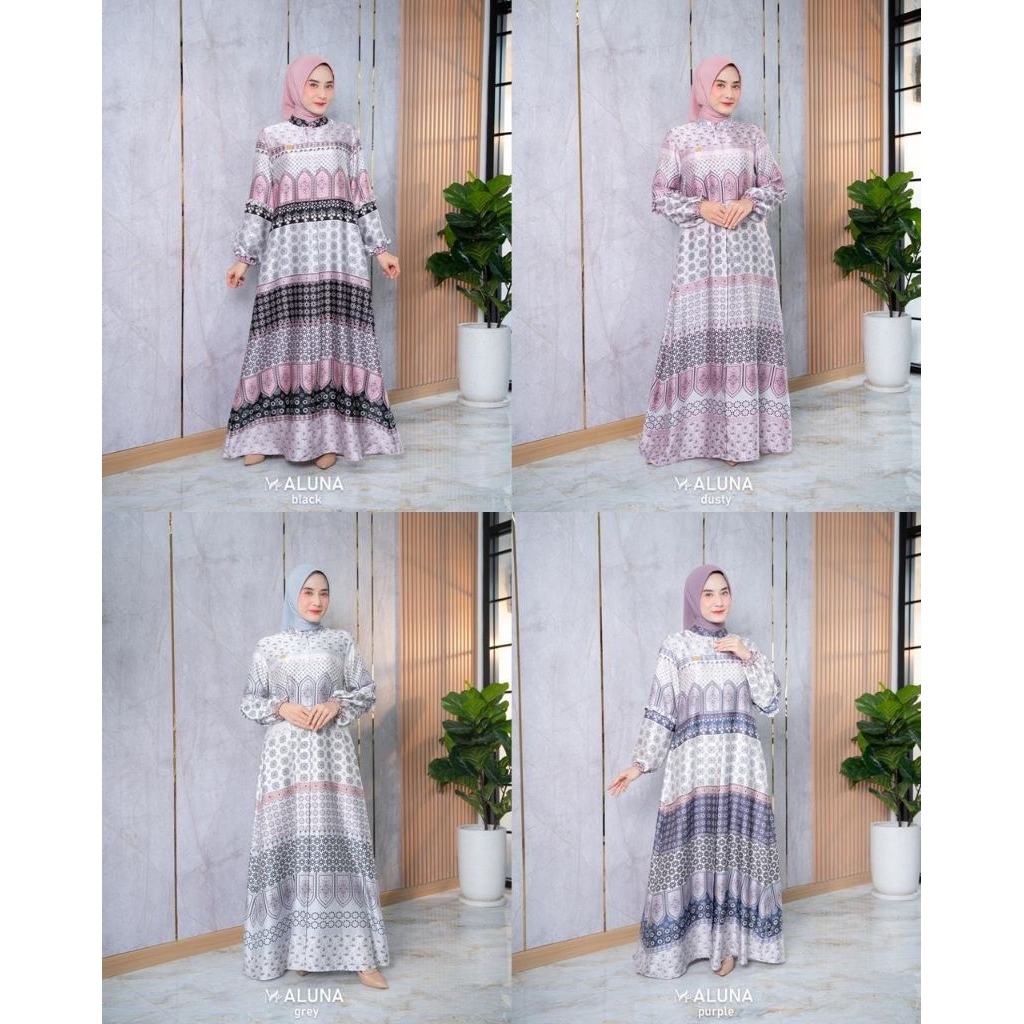 Aluna dress by marema zalifa✔️gamis motif, gamis simple, gamis marema zalifa