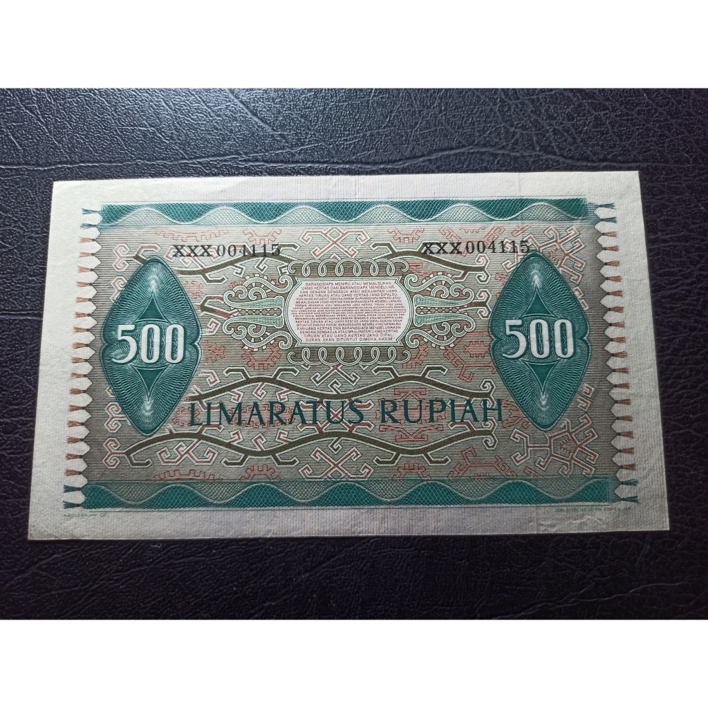 Uang Kuno 500 Seri Budaya 1952 Seri XXX 004115 Kondisi AU Tanpa Cap Stempel, JARANG ADA SERI XXX