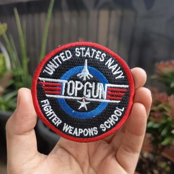 Emblem Patch Bordir Bulat Karakter Top Gun