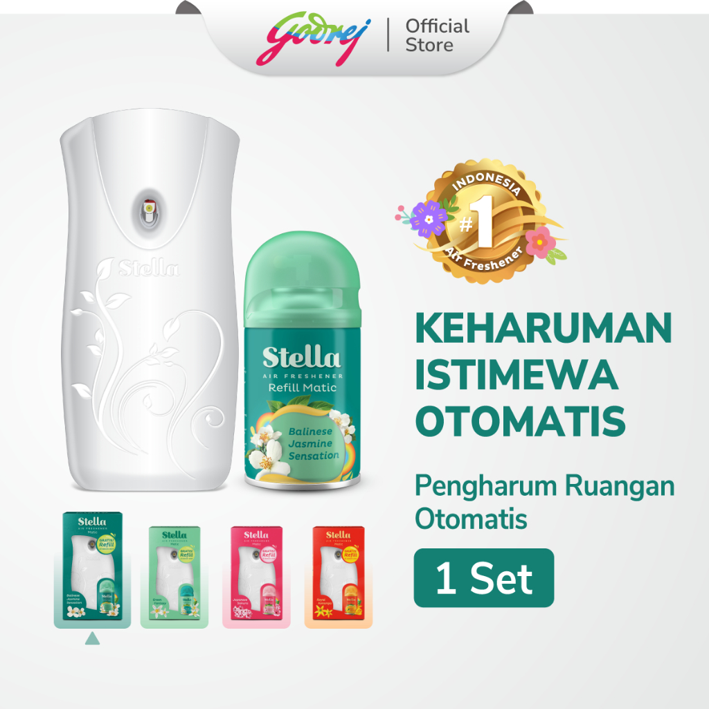 Stella Matic Box Set Balinese Jasmine (Alat + Refill) - Pengharum Pewangi Ruangan Otomatis