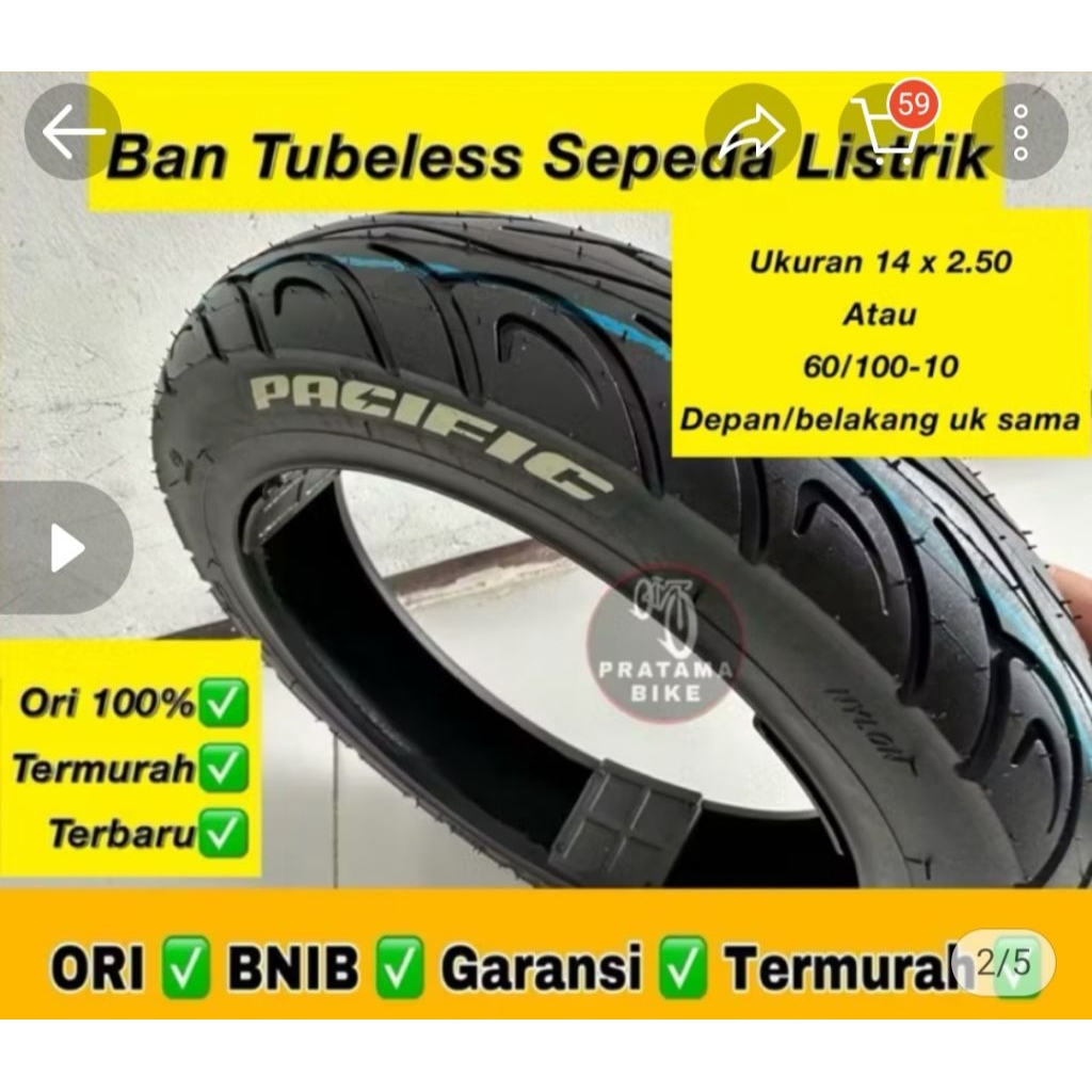 PROMO Ban Luar Selis Sepeda Listrik Ukuran 14 X 2.50 Atau 100/60-10. Exotic. ban tubeless sepeda lis