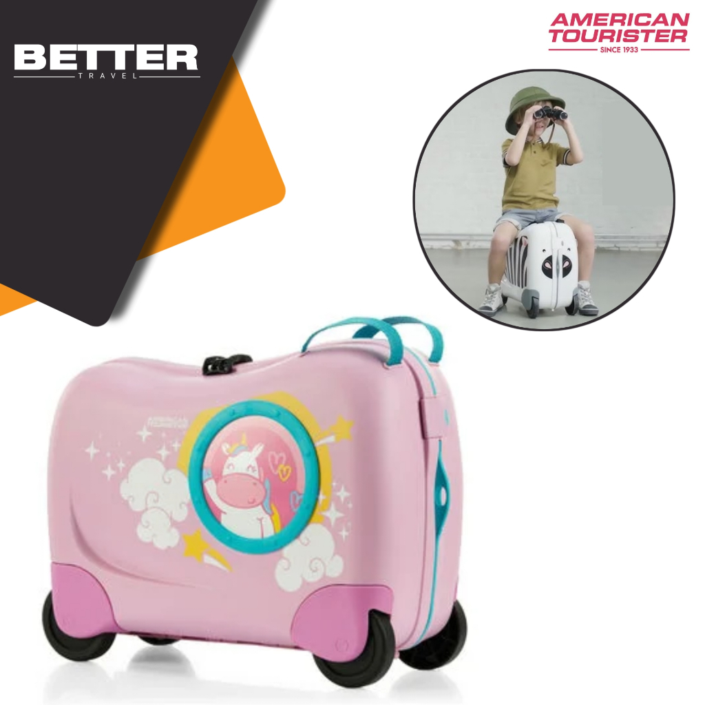 AMERICAN TOURISTER koper anak duduk 18 inch cabin size tunggang bisa di tarik kabin hardcase