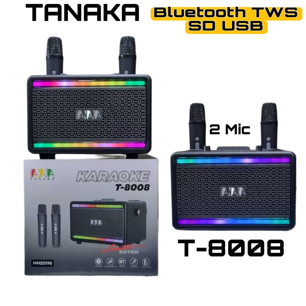Speaker Portable Mini Karaoke Tanaka TNK T-8008 Bluetooth Tws Extra Bass