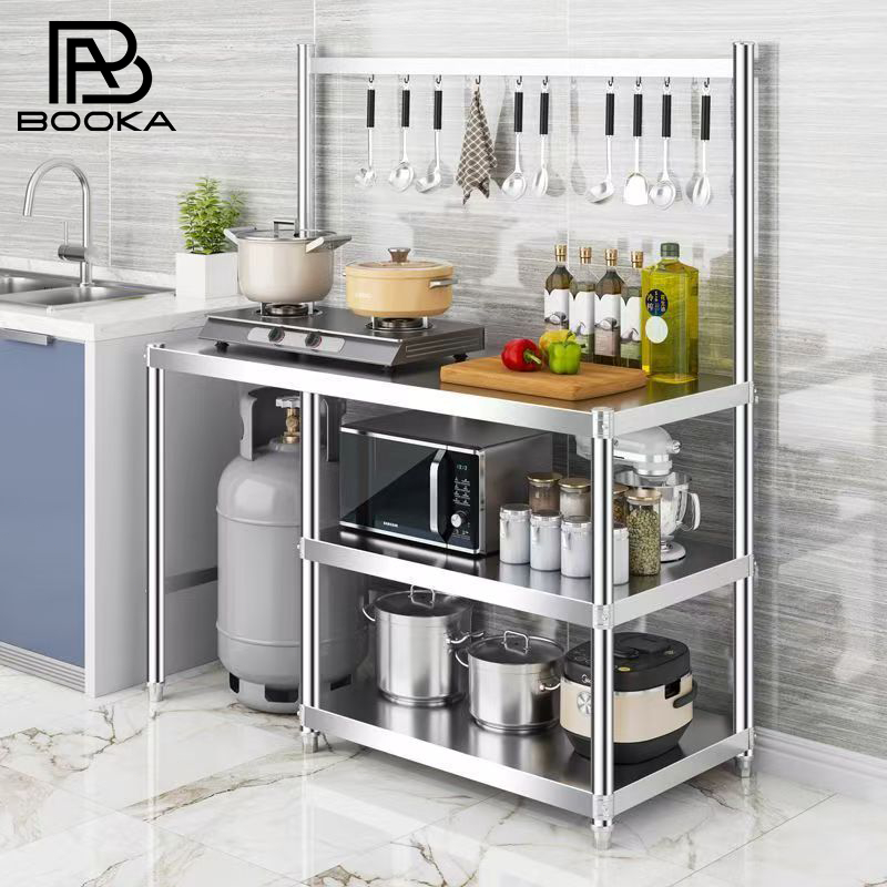 Meja Kompor Stainless Steel Rak Kompor 3 Susun Meja kompor 2 tungku Rak Kompor Meja Kompor Gas