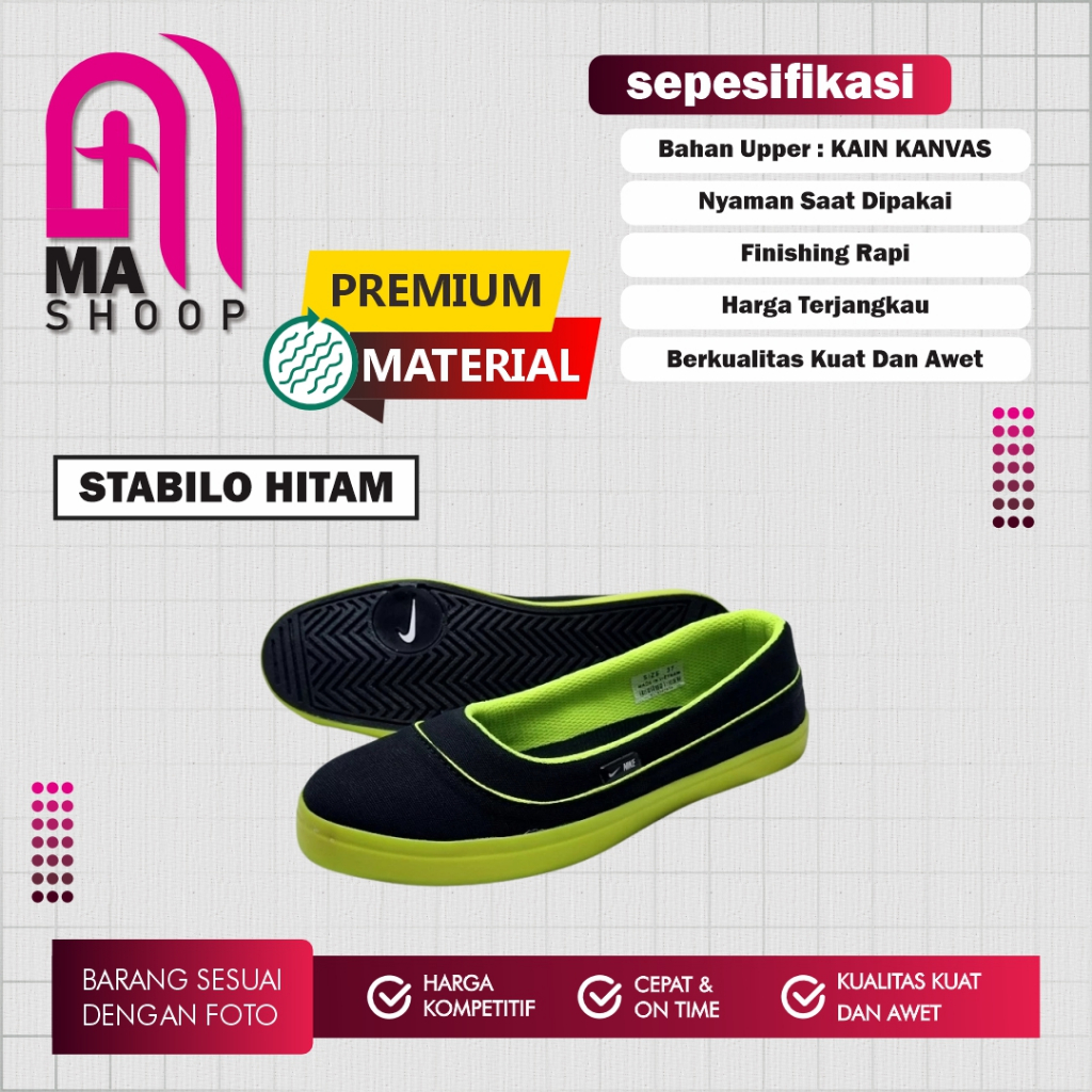 Sepatu Wanita Slip On Terbaru 05 HIJAU STABILO Kain Kanvas Kekinian