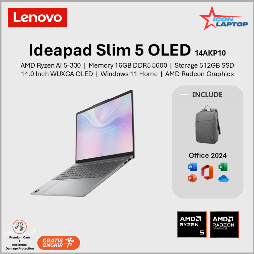 Lenovo Ideapad Slim 5 OLED 14AKP10 Ryzen AI 5-330 16GB 512GB SSD 14.0" WUXGA OLED WIN 11