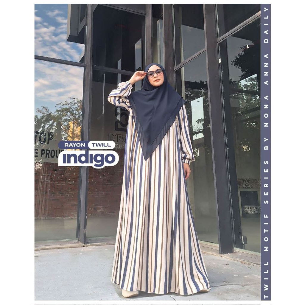 GAMIS RAYON TWILL MOTIF (GAMIS ONLY) BY NONA ANNA DAILY // GAMIS SYARI RAYON TWILL MOTIF STRIPE