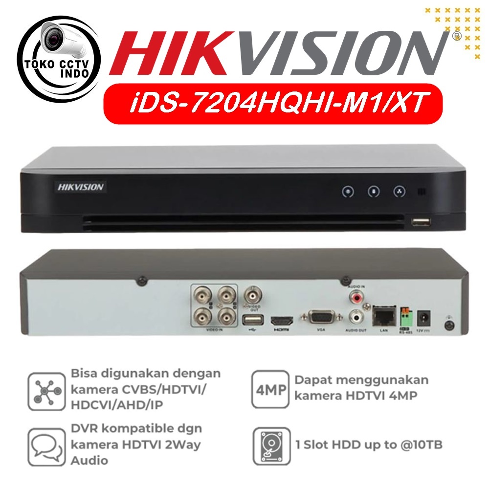 TCI - DVR HIKVISION 4CH DS-7204HQHI