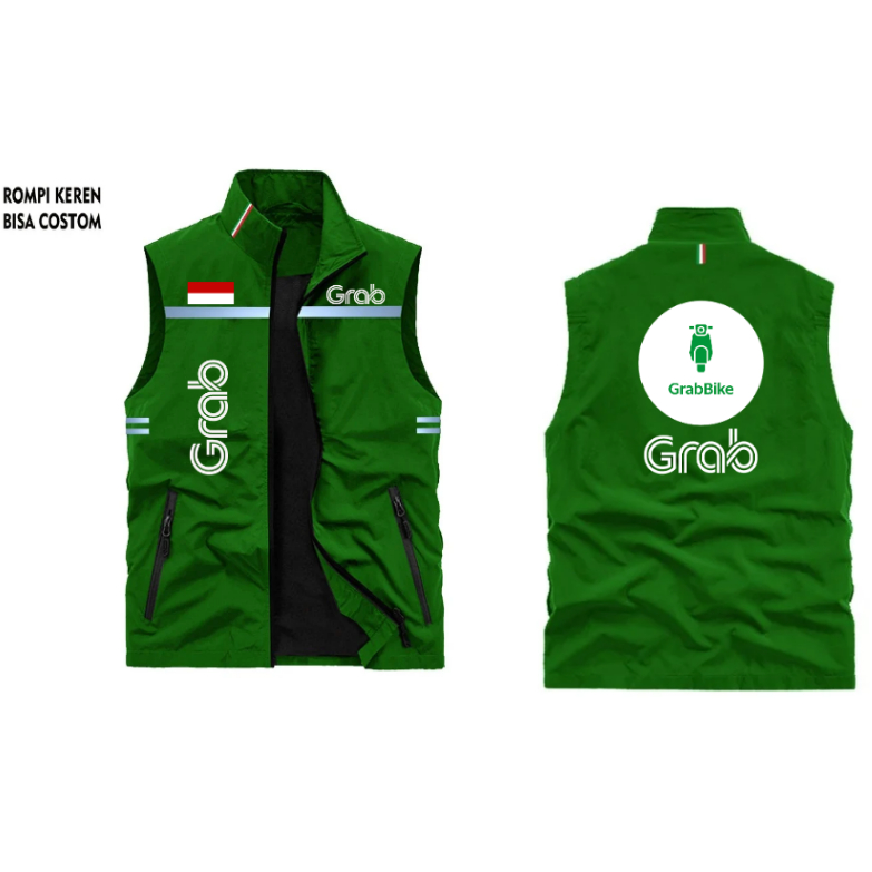 Jaket Grab | Rompi Grab | Rompi Jaket Ojol Grab | Rompi Motor | Rompi Vest Grab Ojol