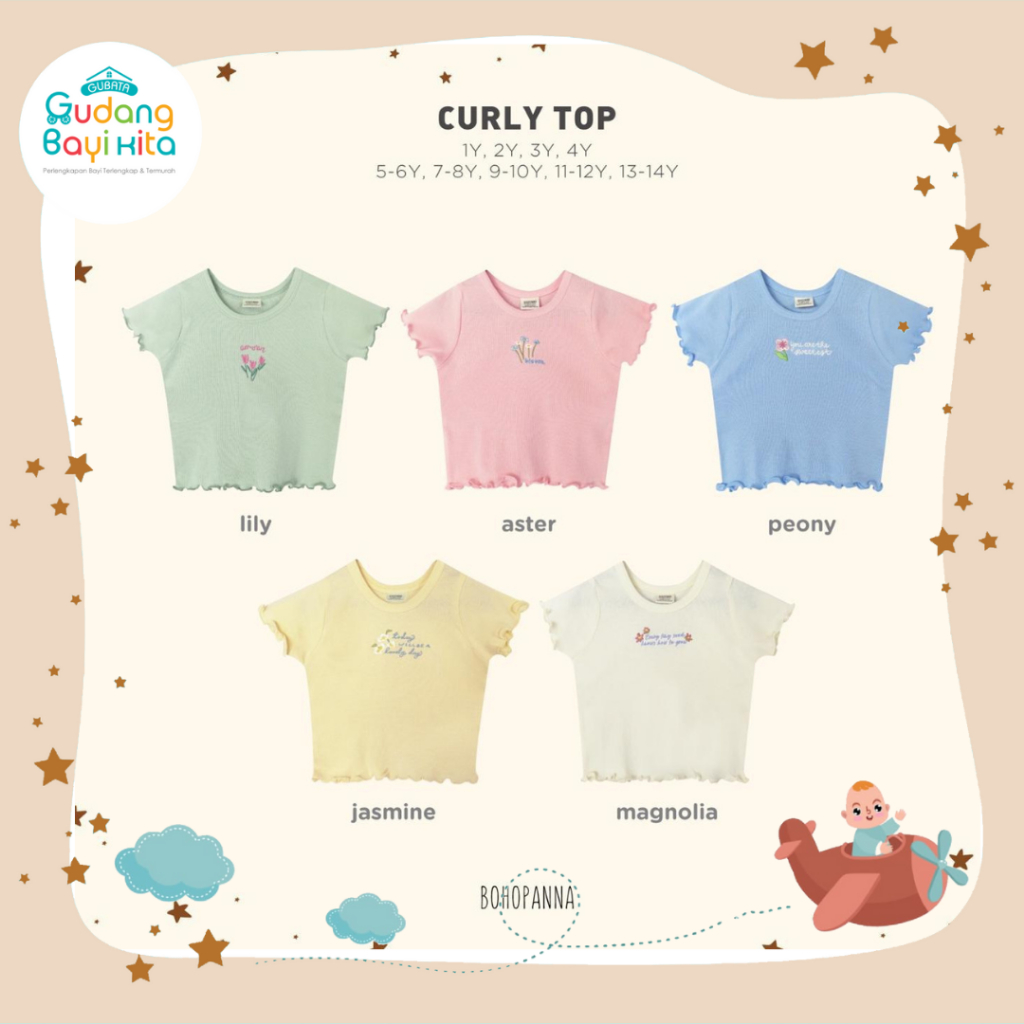 Bohopanna Curly Top - Kaos Anak Perempuan