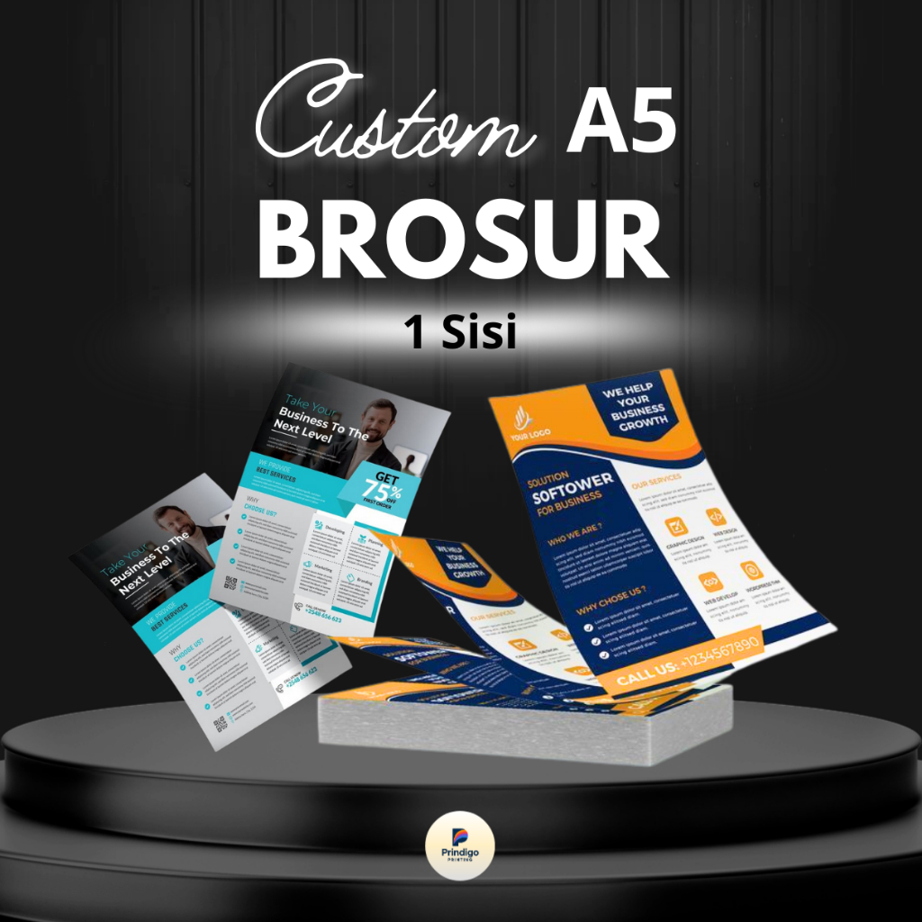 FREE JASA DESAIN Brosur A5 100 Gsm Custom 1 Sisi 10 pcs-100 pcs