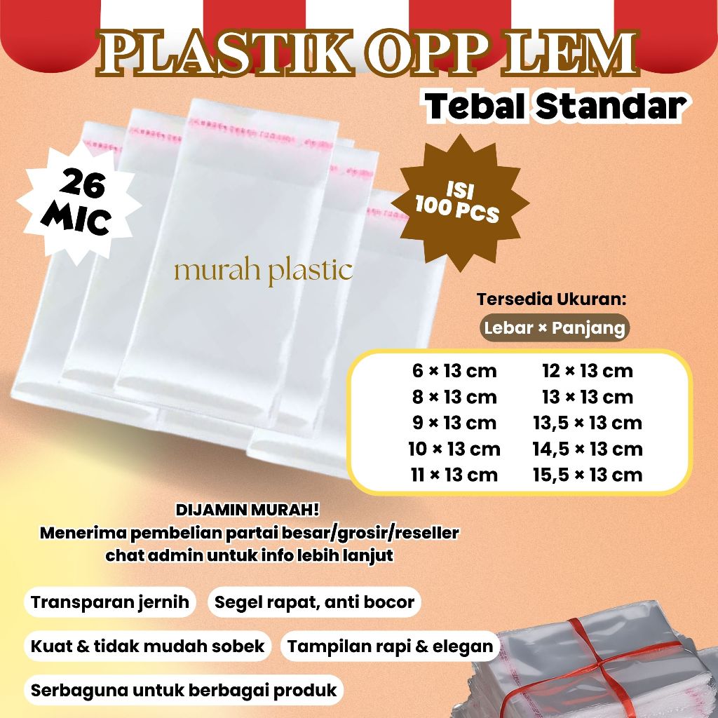 (TEBAL) OPP Plastik Roti/Plastik Kemasan Makanan/Plastik VCD/Aksesories/ 6x13/8x13/9x13/10x13/11x13/