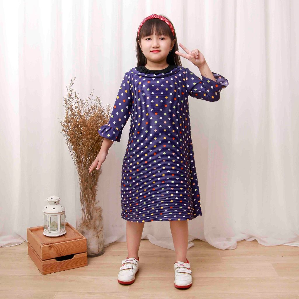 Baju Dress Anak Perempuan Turun Naik Usia 3 4 5 6 7 8 Tahun