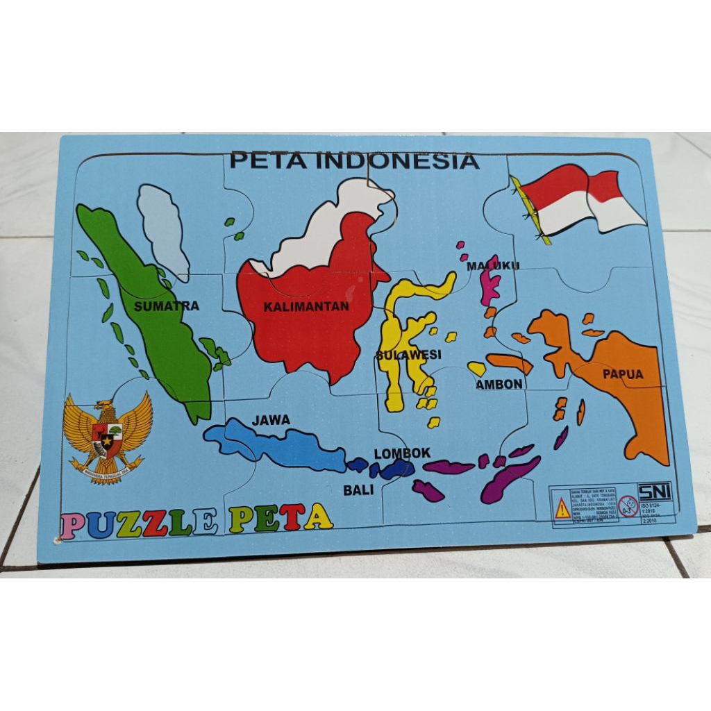 Puzzle Peta Indonesia-Mainan Edukasi Kayu Anak Peta Indonesia Murah berSNI