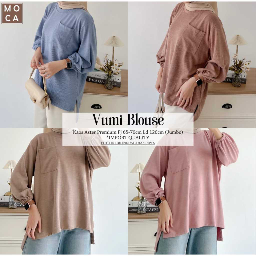 Vumi Blouse Kaos Aster Premium Original Moca (Jumbo) Import Quality