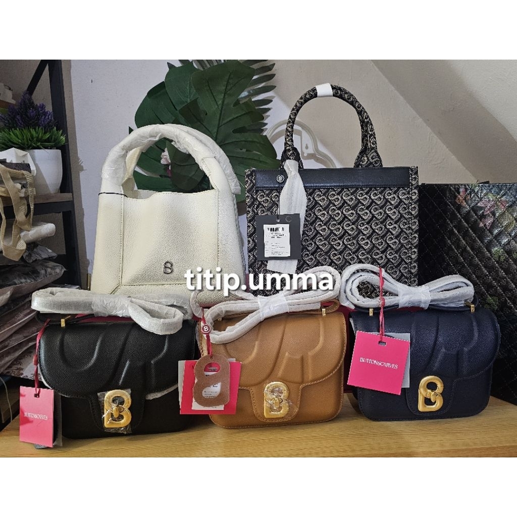 [READY] Buttonscarves Colmar Parfume, Leather Bag Alba Flake,  Navy || Bimu Jackuard Tote Black || O