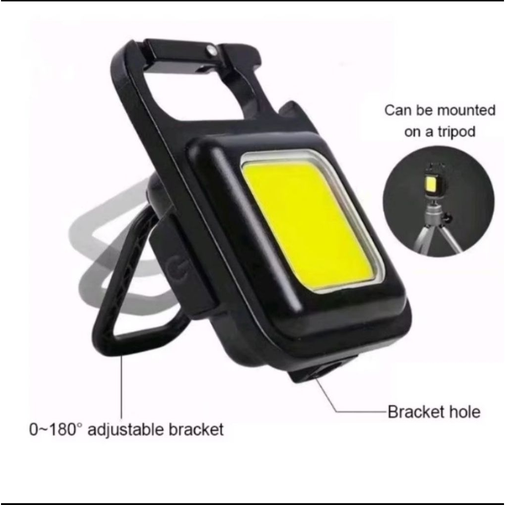 Senter Mini LED COB Gantungan Kunci Besi Lampu Kecil Keychain Camping Alumunium Cas USB