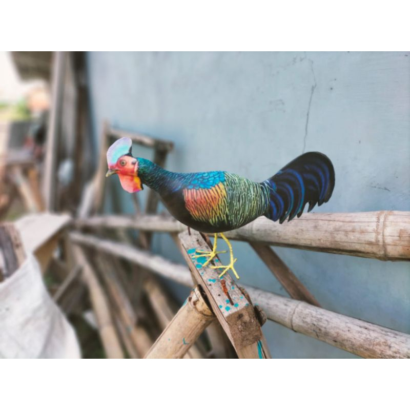 PATUNG JONTROT AYAM HUTAN HIJAU JANTAN MIRIP ASLI AMPUH - JONTROT AYAM HUTAN CANGEHGAR