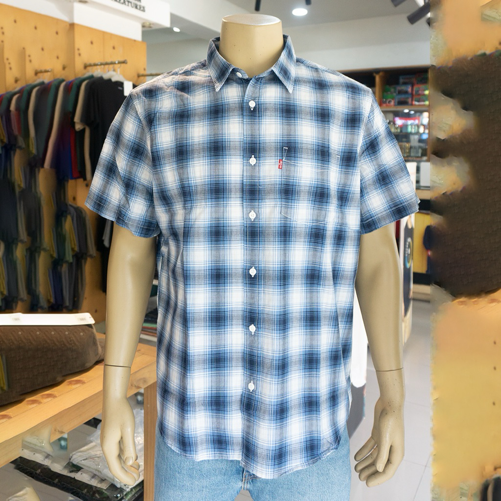 kemeja lengan pendek levis standar fit kotak kotak