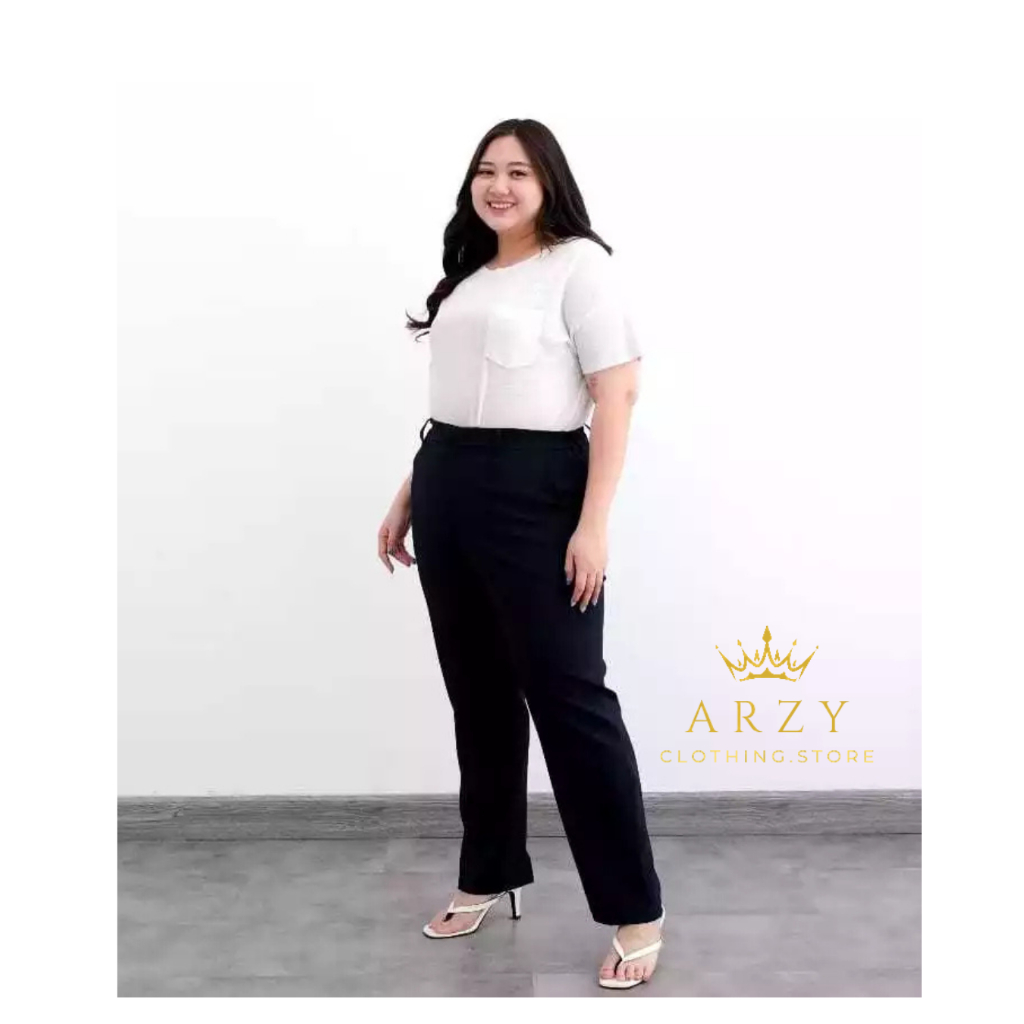 CELANA KAIN HITAM WANITA FORMAL JUMBO KAIN SEMIWOOL PREMIUM HALUS NYAMAN