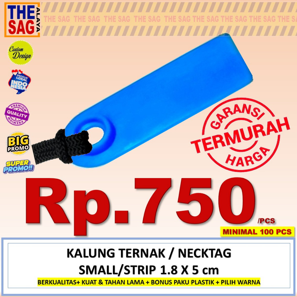 NECKTAG 1.8X5cm BLANK (HARGA PER PCS PEMBELIAN MINIMAL 100 PCS) murah neck tag kalung ternak  kambin