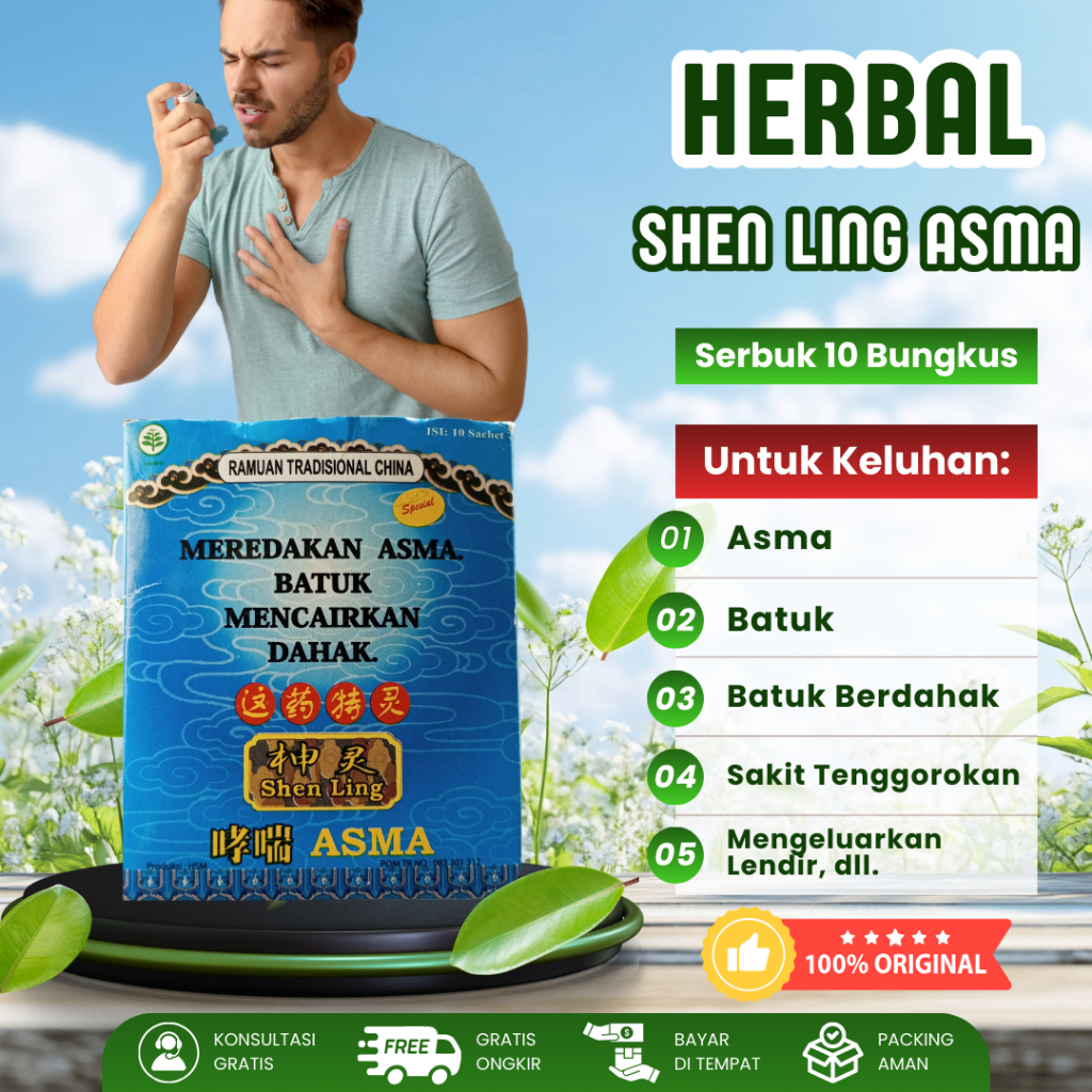 Jamu Herbal Serbuk Shen Ling Meredakan Asma Batuk Dan Melancarkan Pernapasan