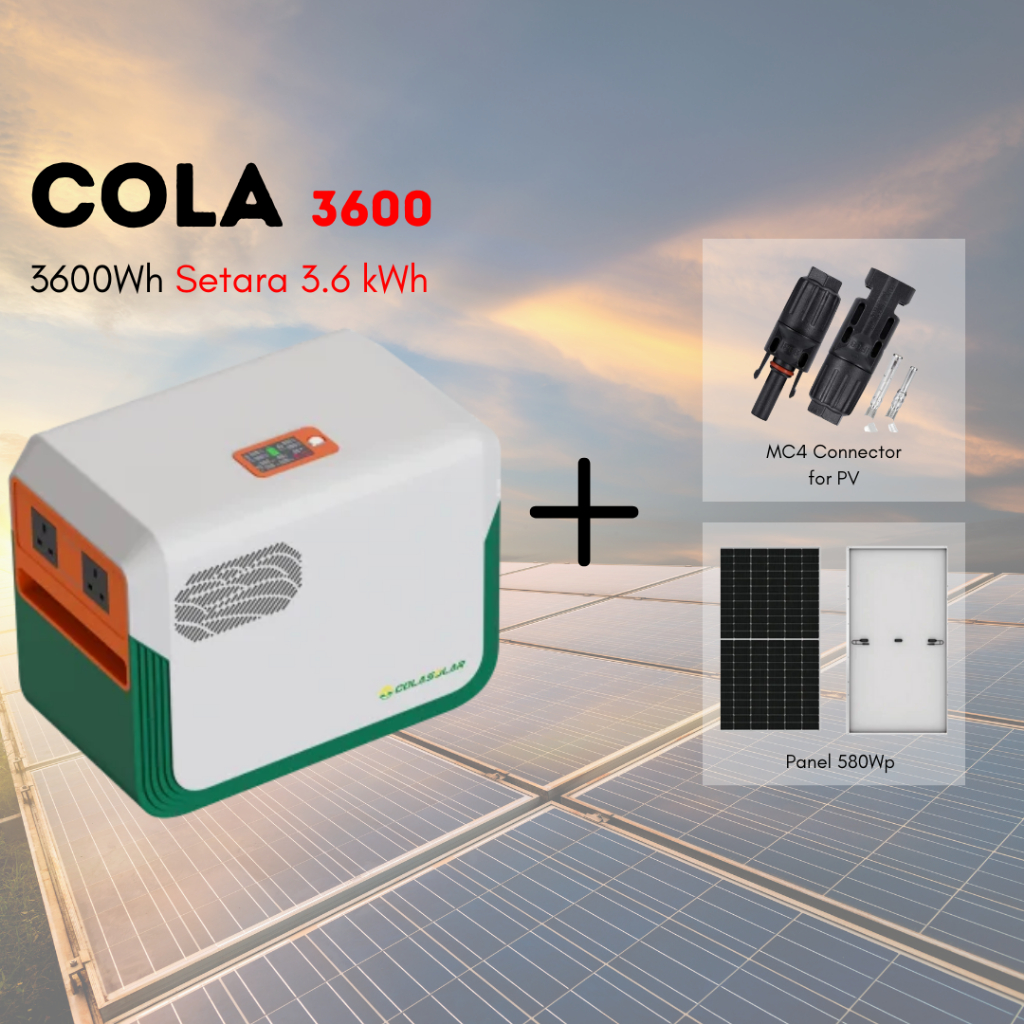 Solar Power Generator 1200W 3600Wh + Panel Surya 580WP Bifacial | Power Generator Portable Baterai