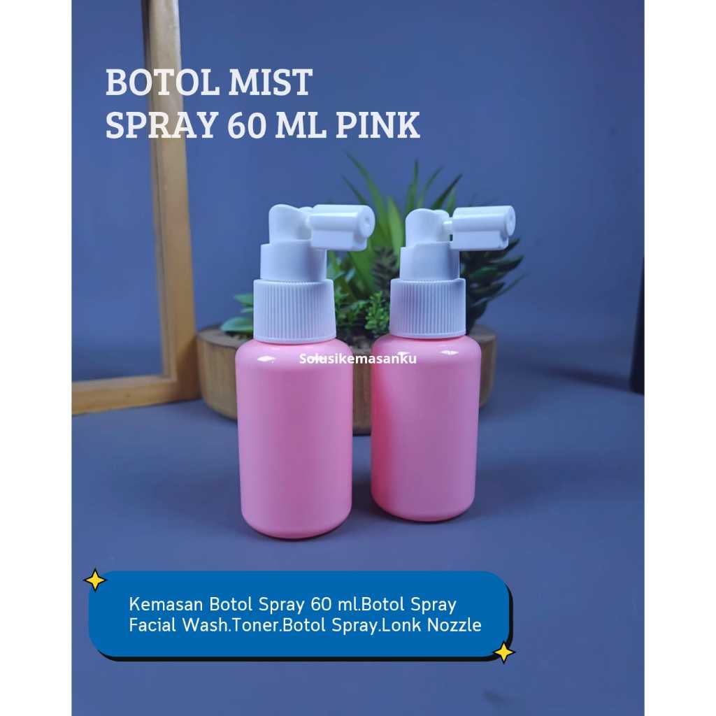 Botol Spray 60 ml Tubular - Botol Pink Tutup Spray Nozzle Putih / Botol Mist Spray 60 Ml - Botol Ref