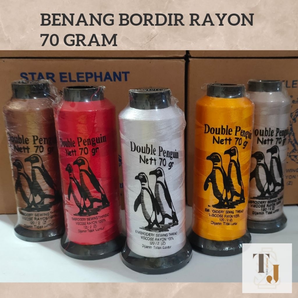 Double Penguin Benang Bordir Rayon (120/2) (70gr) (36 cones)