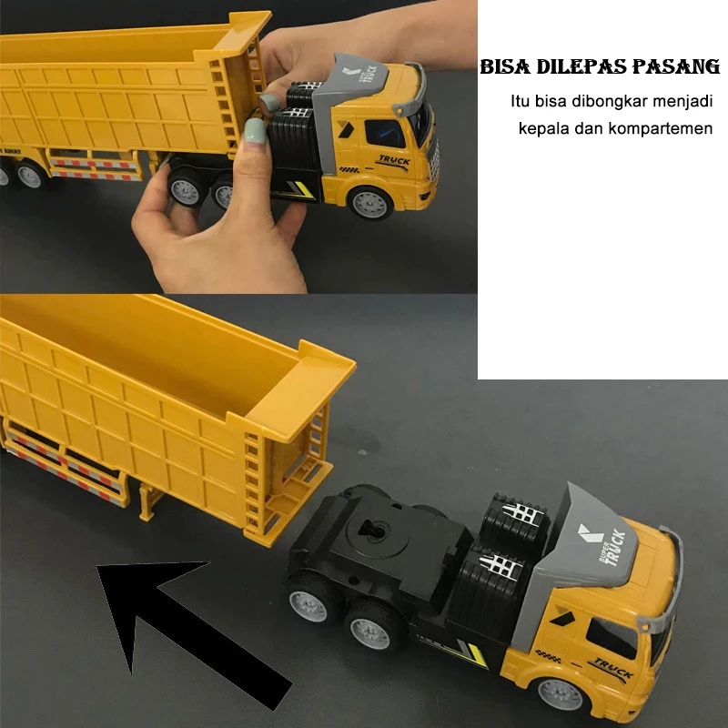BESTPROMO RC Truk Semi Trailer Remote Control Dump Truk Pasir Semi Trailer Mainan Truck Konstruksi