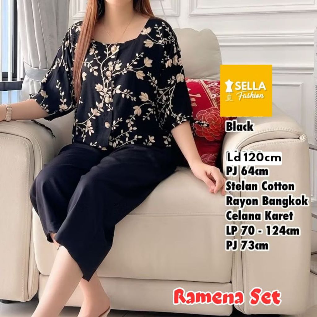 RAMENA GINRA SET BY SELLA FASHION SETELAN CELANA 7/8 BABYTERRY IMPORT PREMIUM SETELAN CELANA RAYON B