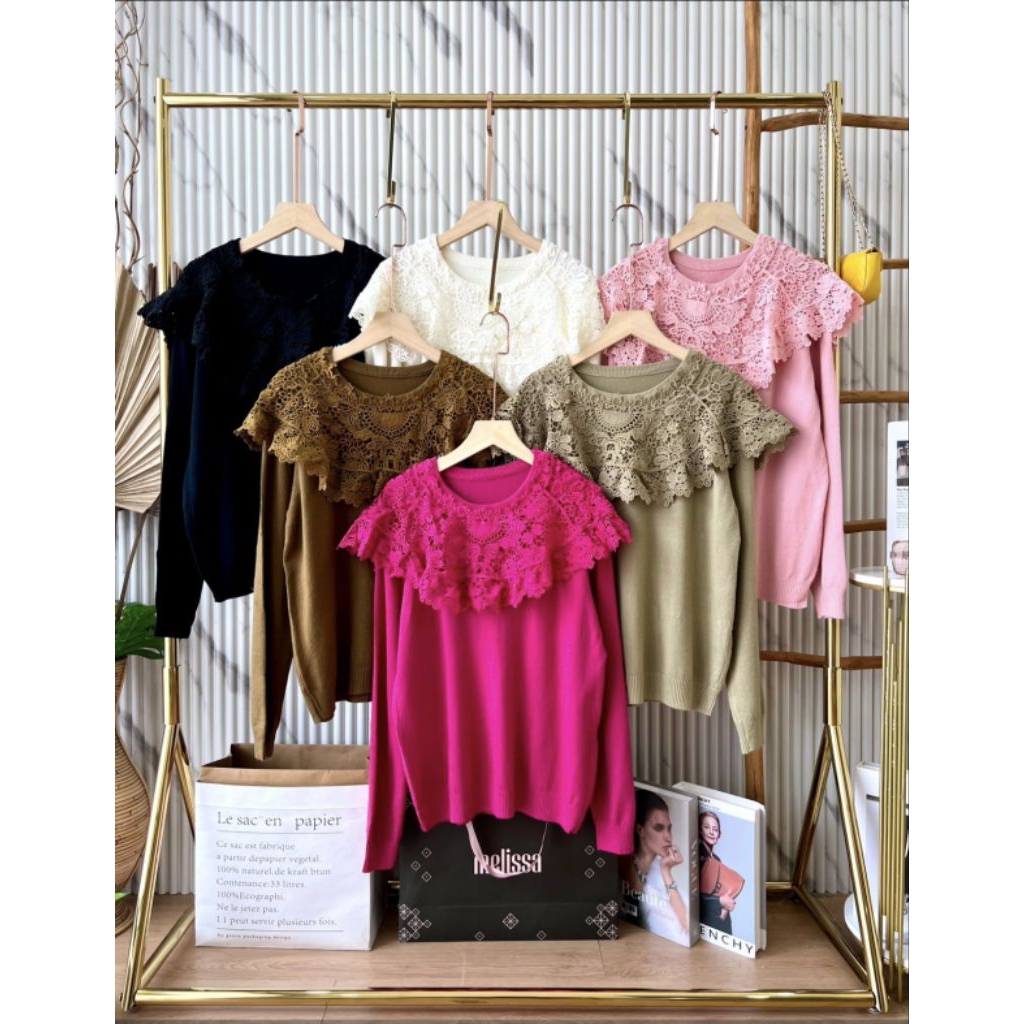 Atasan Rajut Kekinian Rajut Renda Leher