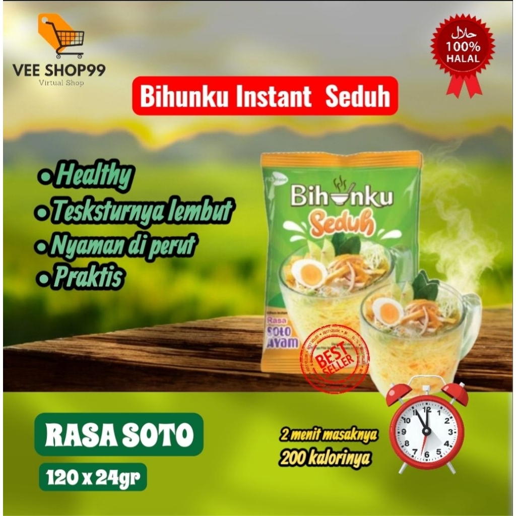 Bihun Seduh- 1 dus- Bihunku Instant - Seduh Soto - 1 Karton - 120 Pcs - 24gr