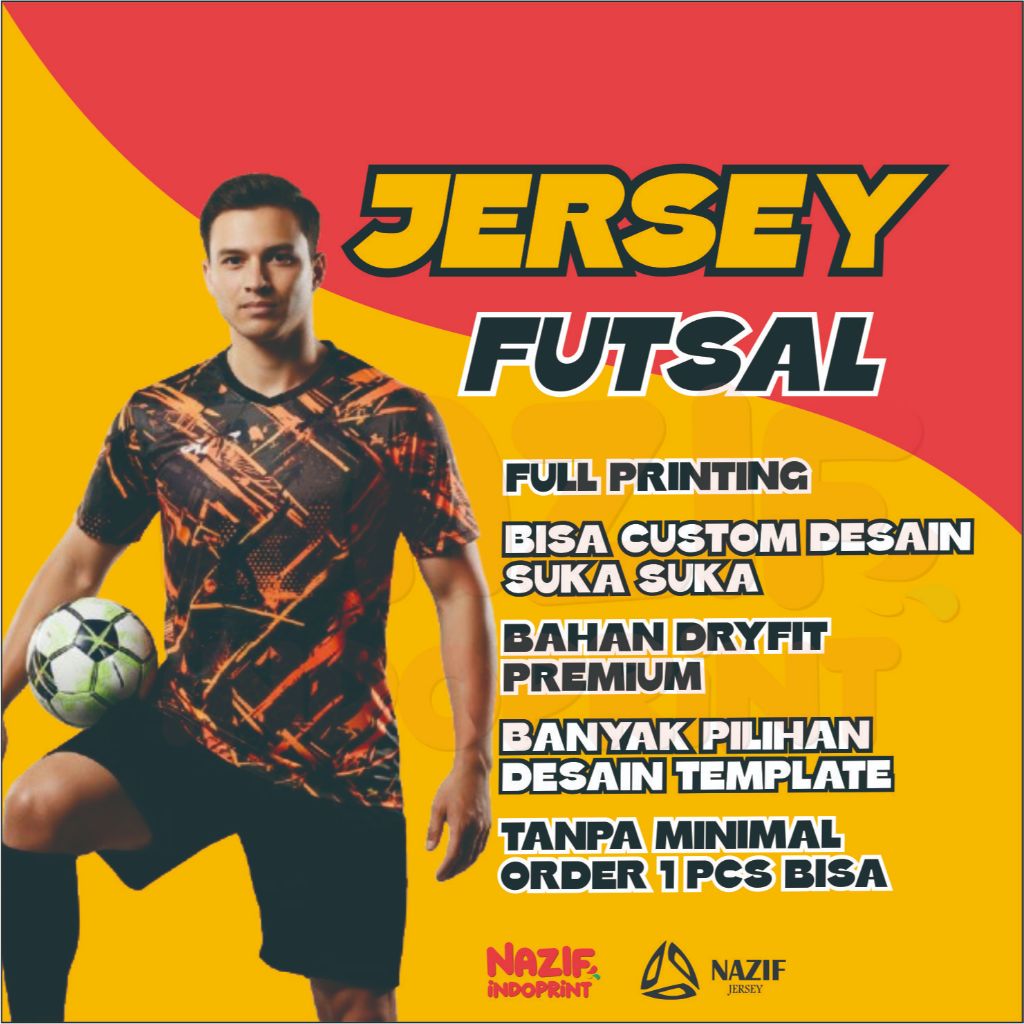 Jersey Futsal Custom Full Printing / Setelan Jersey Futsal & Sepakbola / Jersey Futsal Dryfit / Jers