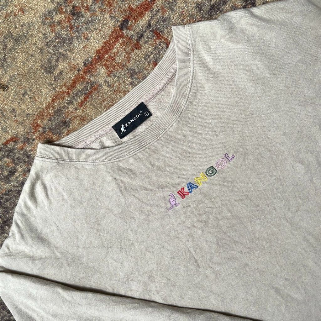 Crewneck Kangool grey washed multi colour vintage