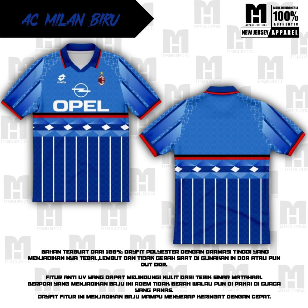 MILAN RETRO 1996 - 1997 FULLPRINTING | JERSEY BOLA MILAN | JERSEY VINTAGE BISA COSTUME NAMA DAN NOMO