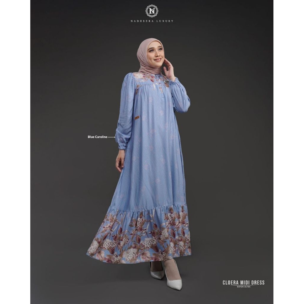 CLOERA MIDI DRESS BY NADHEERA LUXURY √ Midi dress rayon √ Midi dress nadheera √ Midi dress motif