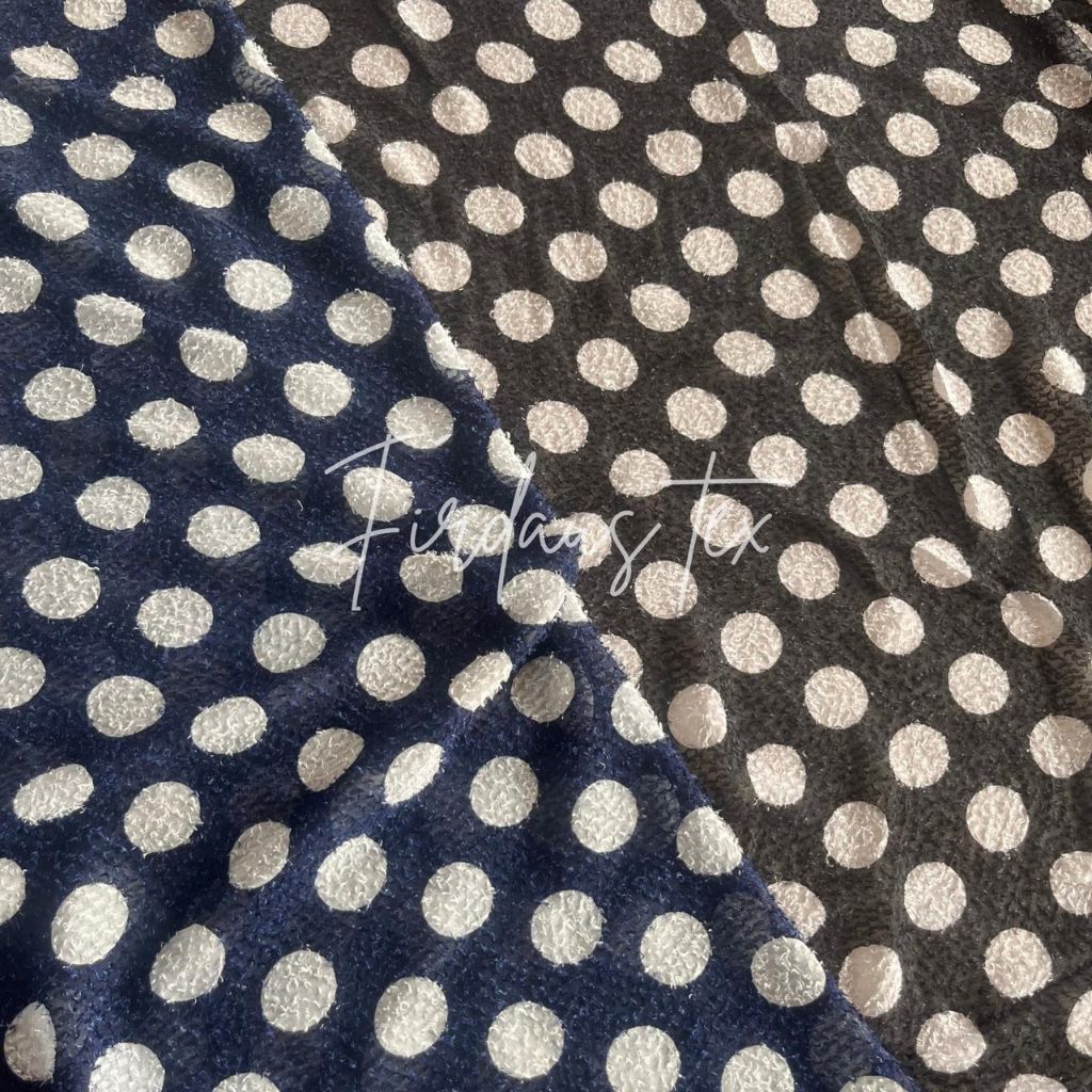 kain sifon silk motif polkadot  bulu /kain sifon embos