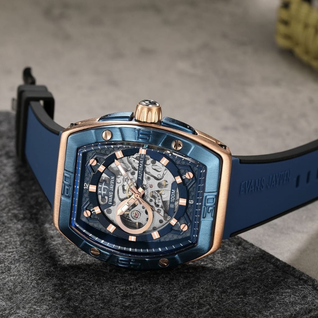 BUY 1 GET 1 JAM TANGAN PRIA ORIGINAL MEKANIK OUTOMETIC EVANS JAYDEN 9563 RUBBER