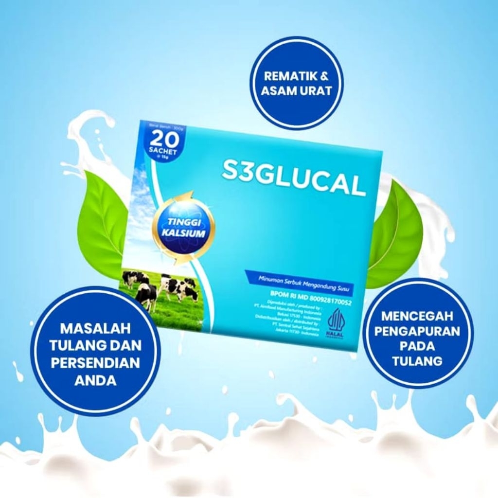 S3GLUCAL Suplemen Tulang & Sendi | S3GLUCAL S3 Glucal ORIGINAL | ISI 20 SACHET